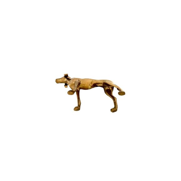 Dog Figurine Whippet Greyhound Standing Statue Vintage Laquard Brass Decor - Picture 7 of 7